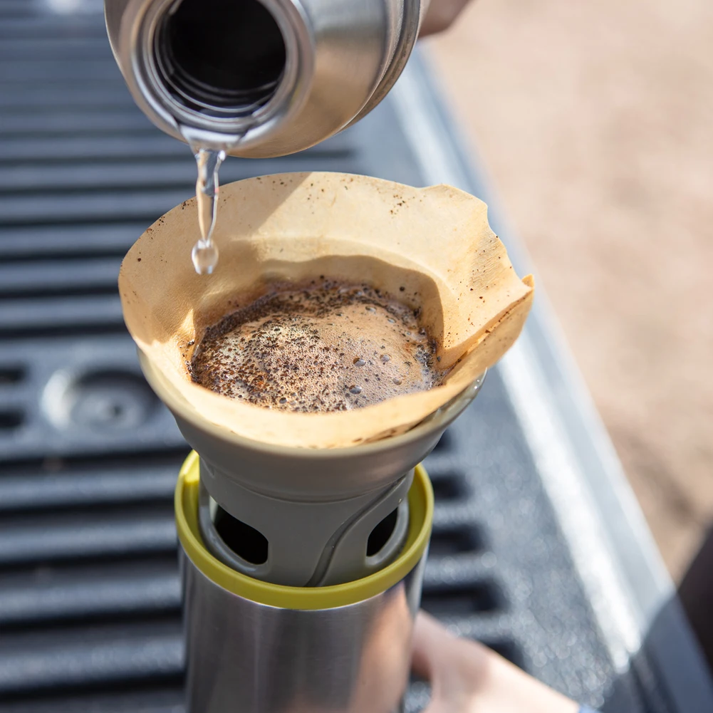 WACACO Cuppamoka Coffee Pot, Portable Drip Coffee Maker with 10 Cone Paper Filter, Stainless Steel Pour Over Coffee Brewer