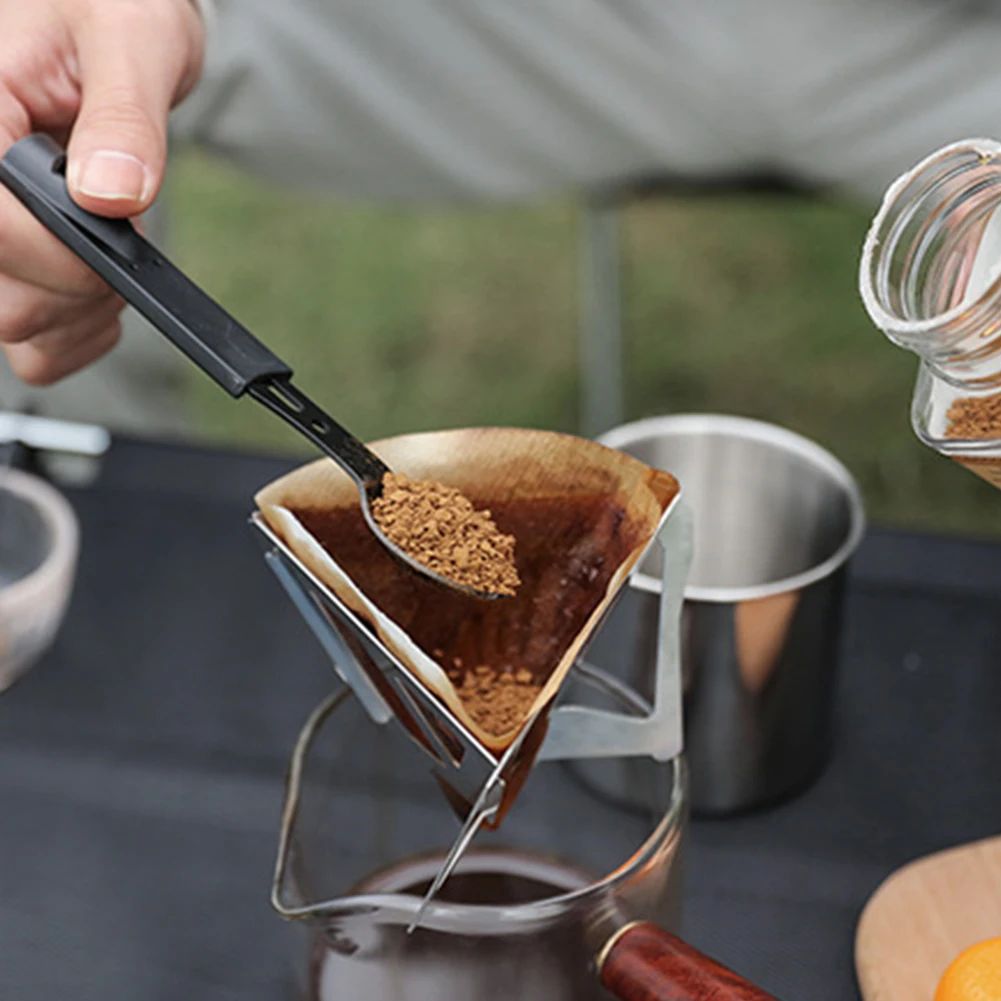1 Set Stainless Steel Coffee Filter Holder Home Outdoor Camping Folding Portable Coffee Drip Rack Dripper