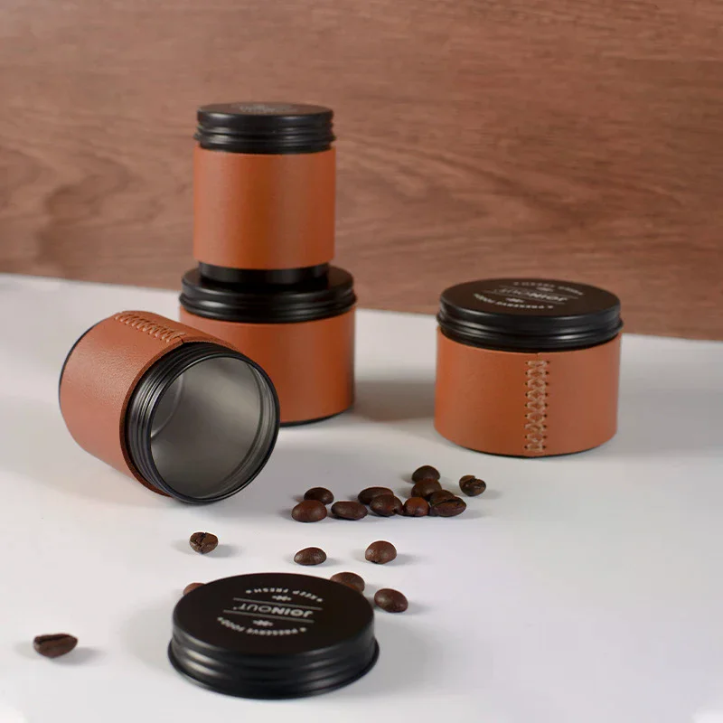 Portable Mini Coffee Bean Storage Jar Outdoor Camping Coffee Bean Tea Storage Container Aluminum Alloy Coffee Powder Sealed Tank