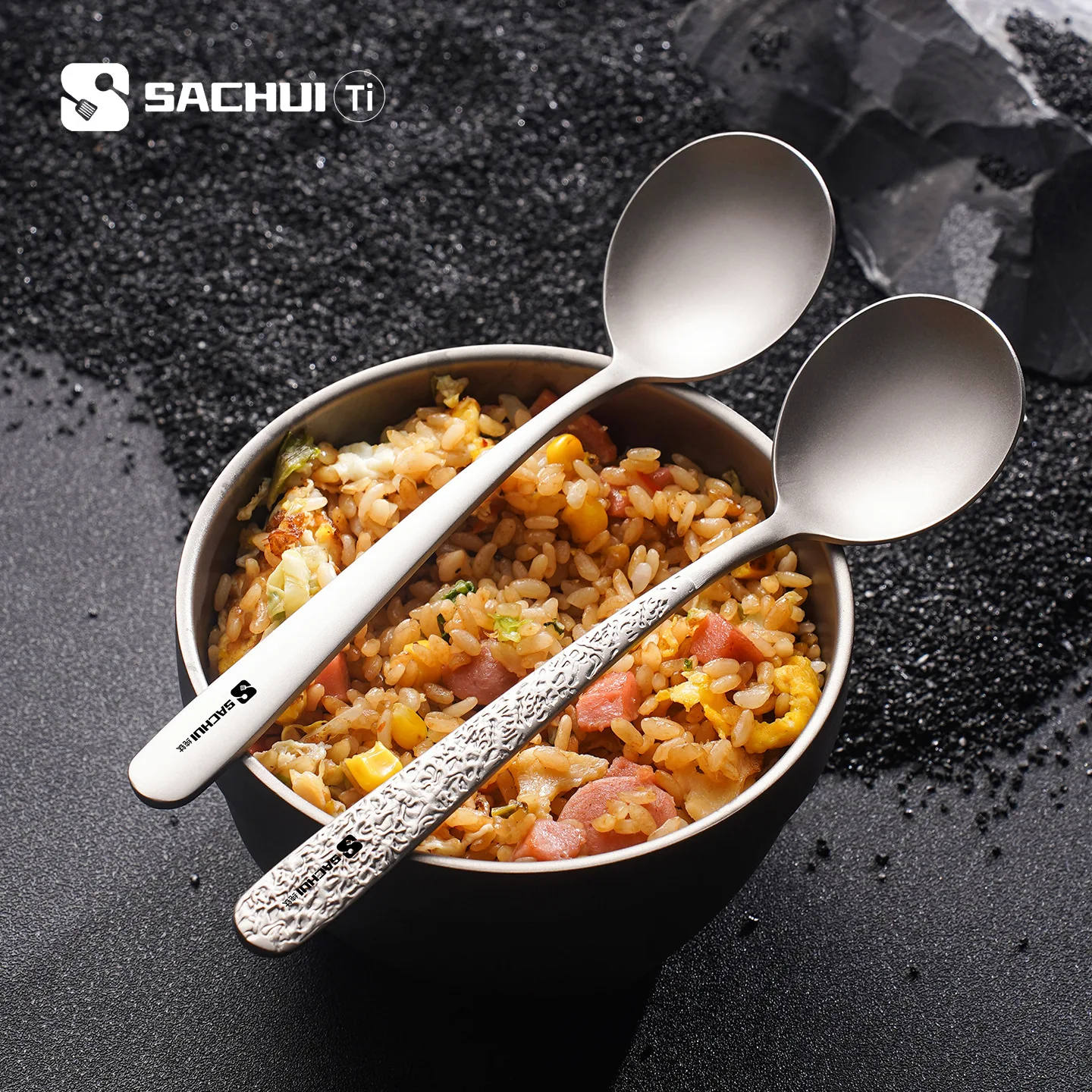 Pure Titanium Spoon Lightweight Camping Utensil Home Use Soup Rice Spoon Portable Backpacking Hiking Outdoor Picnic Cutlery