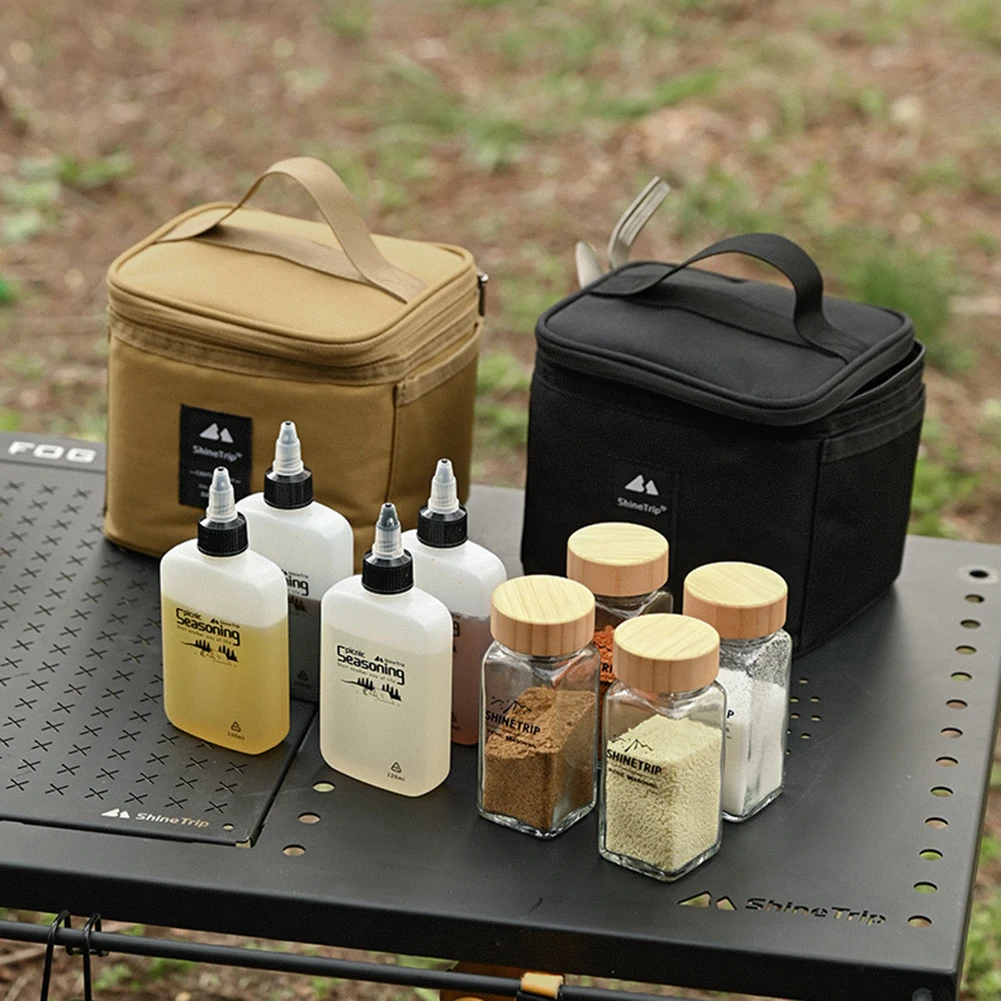 Camping Seasoning Bottle Set / Storage Bag /Portable Seasoning Dispenser Set Reusable Picnic Pouch Outdoor Barbecue Storage Pack